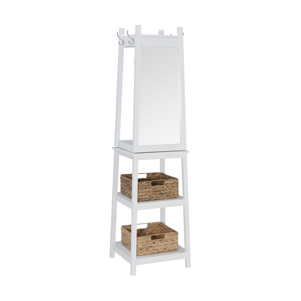 Jalen Rotating Dressing Mirror Coat Rack, White