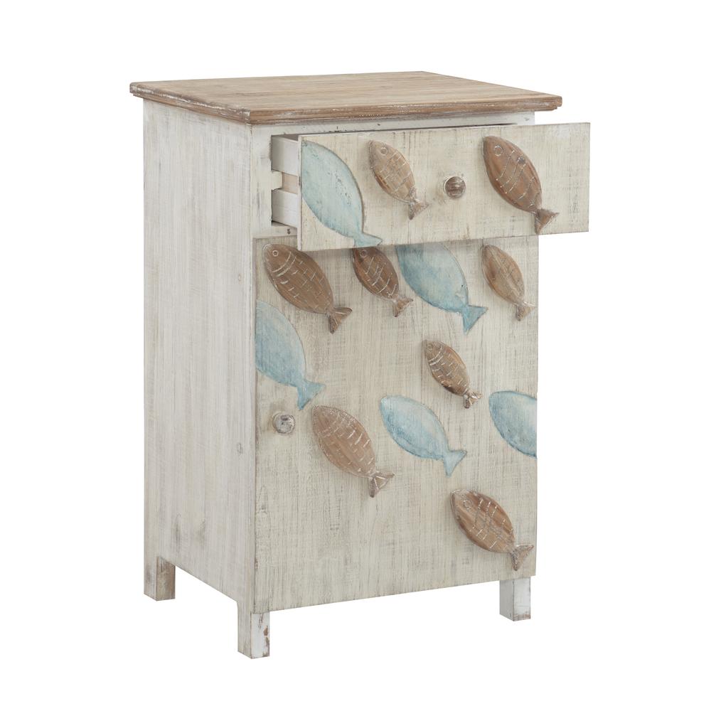 Caspian Fish Storage Side End Table, White