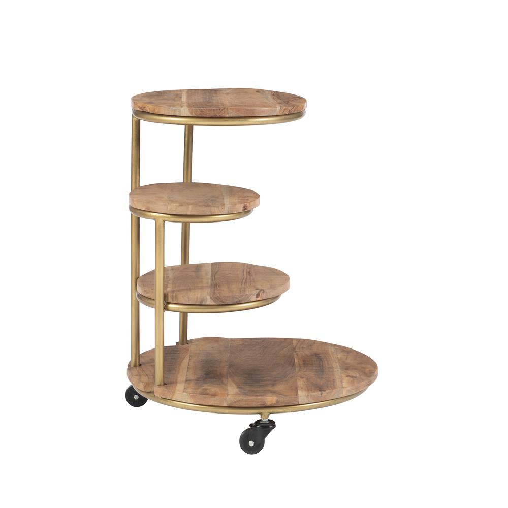 Collis Four Tiered Plant Stand Wheels Gold