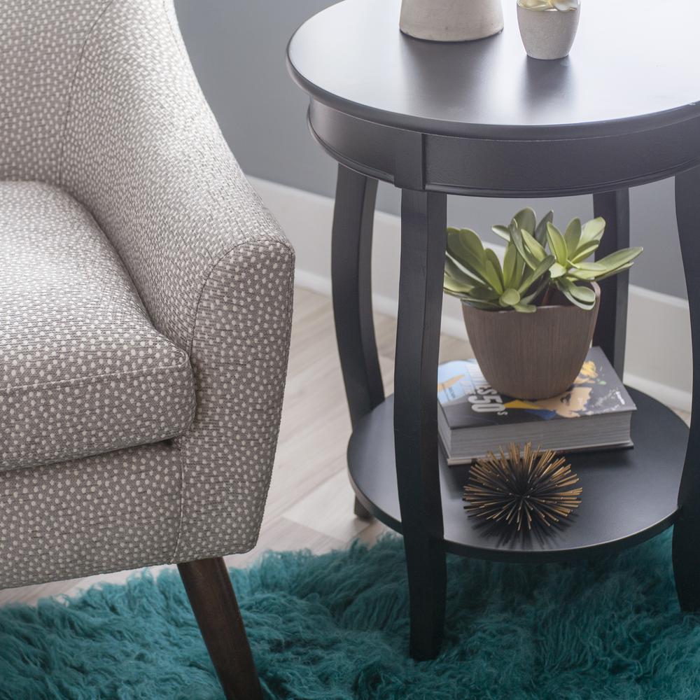 Black Round Table with shelf