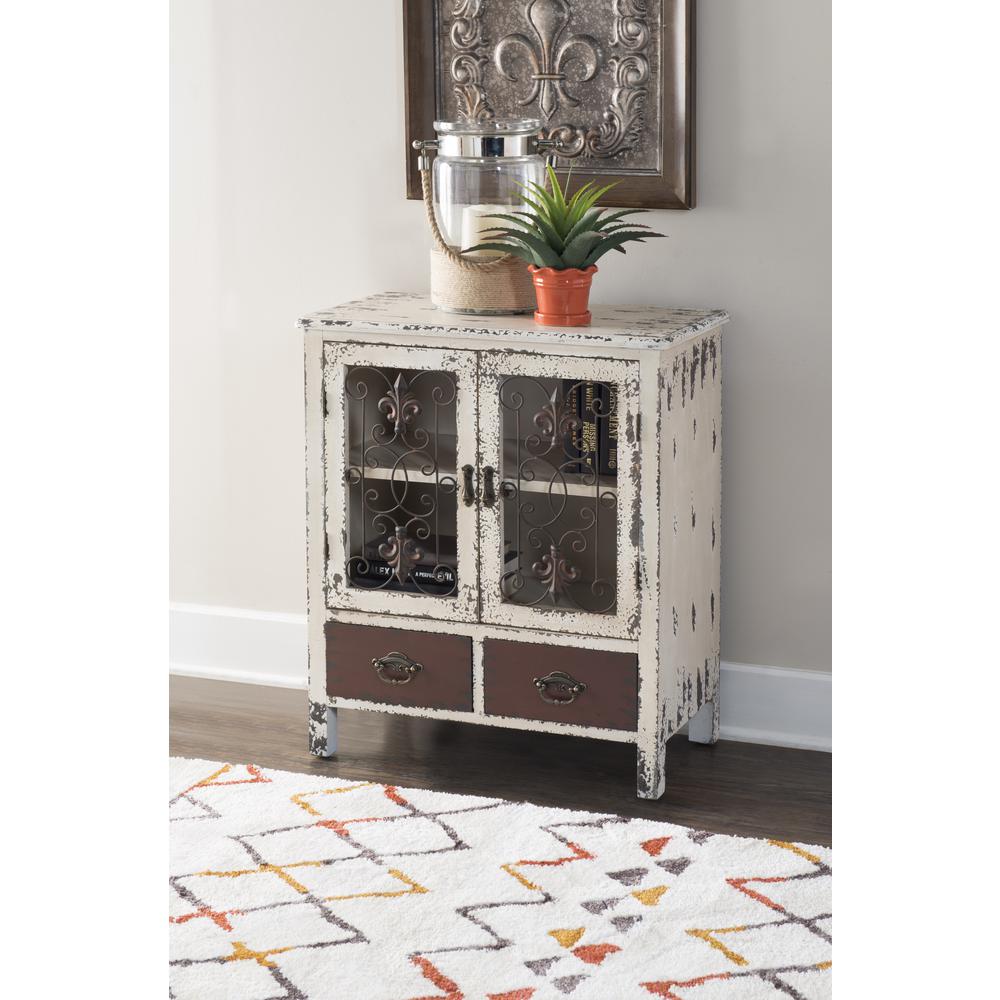 Parcel Antiqued White 2-Door, 2-Drawer Console