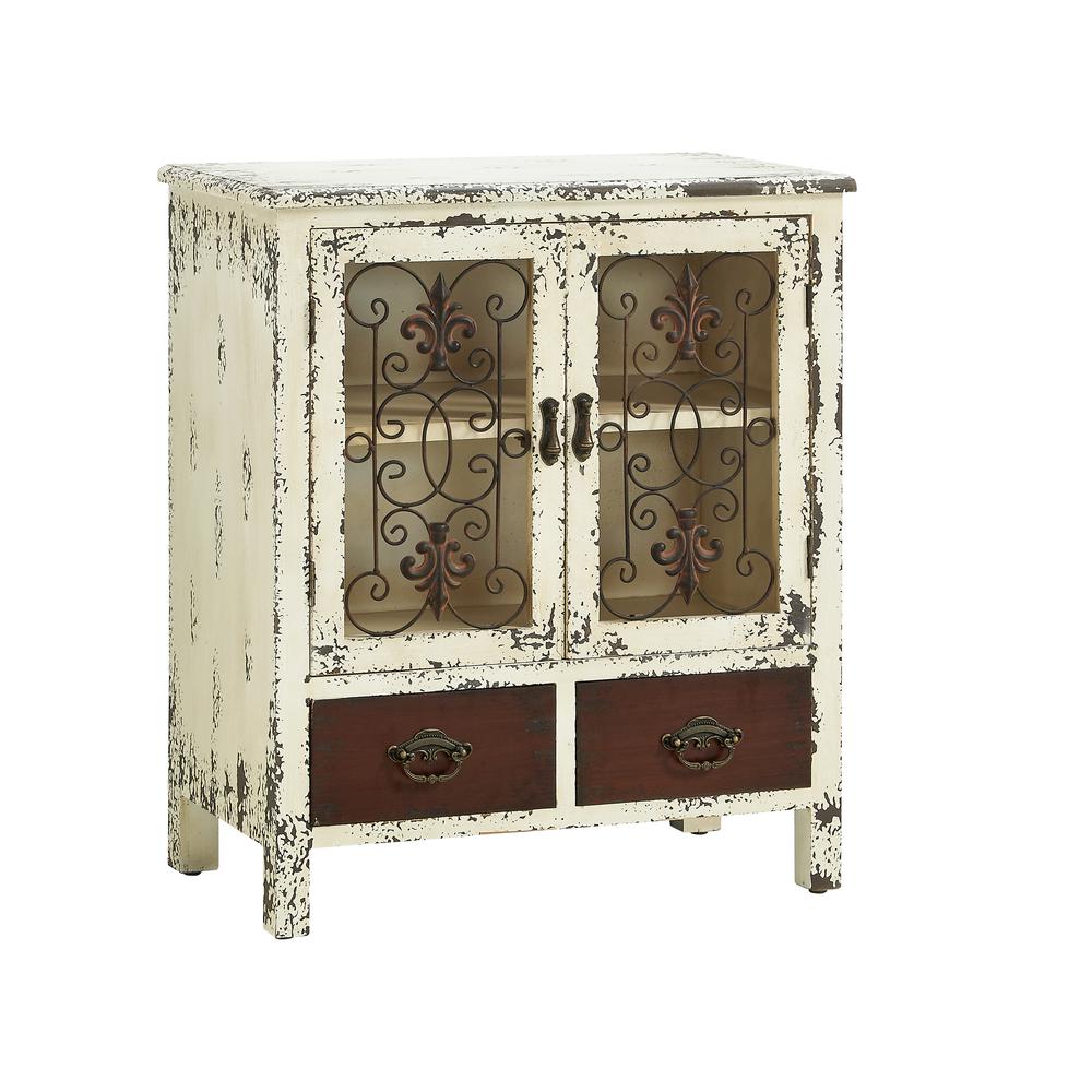 Parcel Antiqued White 2-Door, 2-Drawer Console