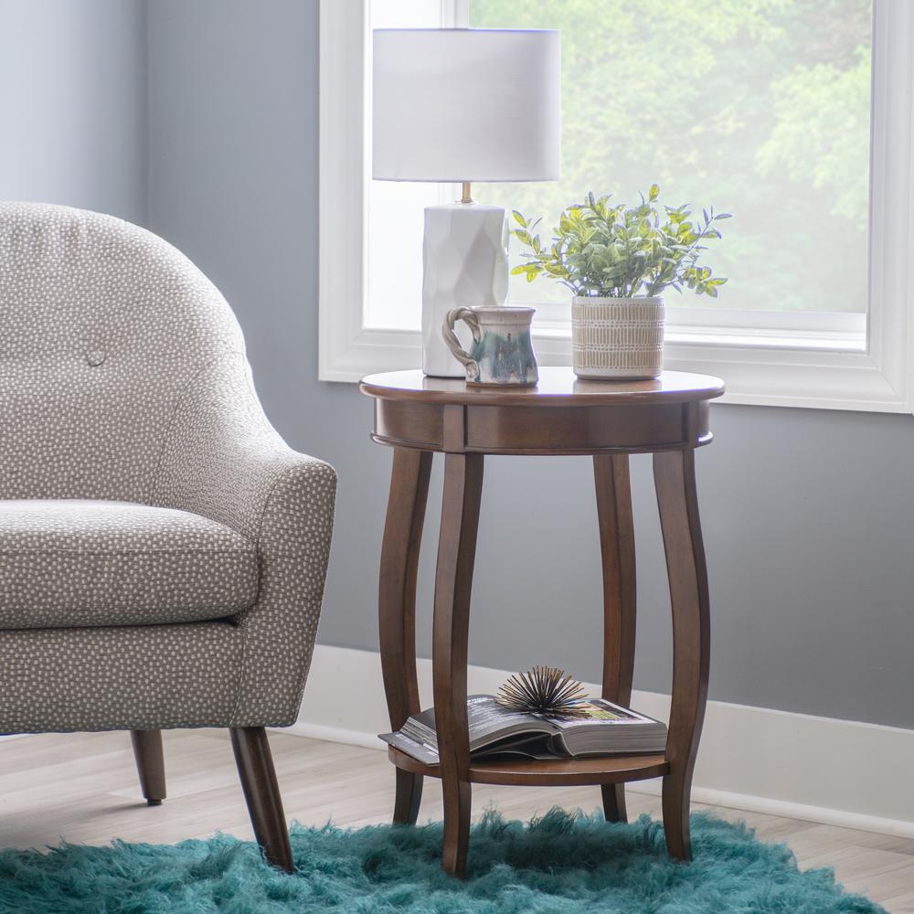 Hazelnut Round Table with shelf