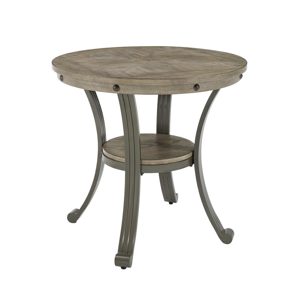 Franklin Metal and Wood Round Side Table Pewter