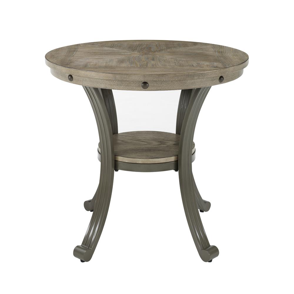 Franklin Metal and Wood Round Side Table Pewter