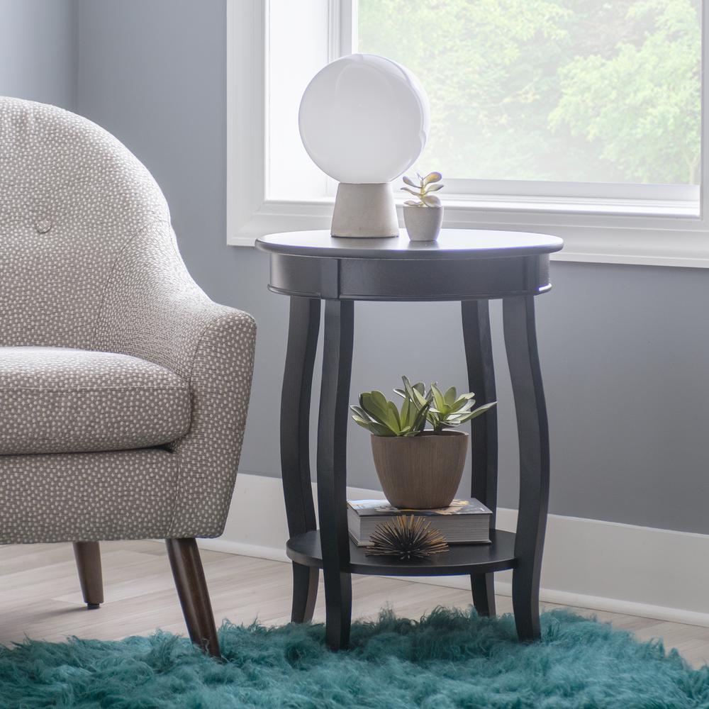 Black Round Table with shelf