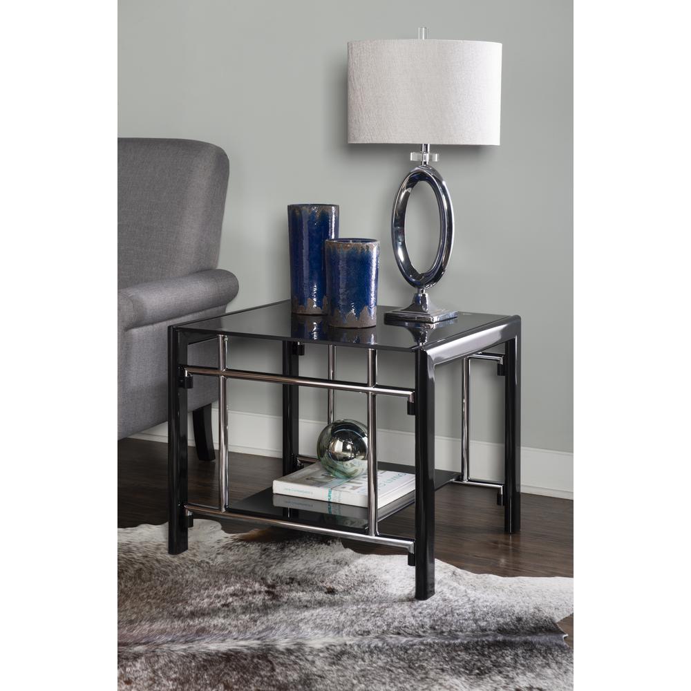 Black Glass End Table