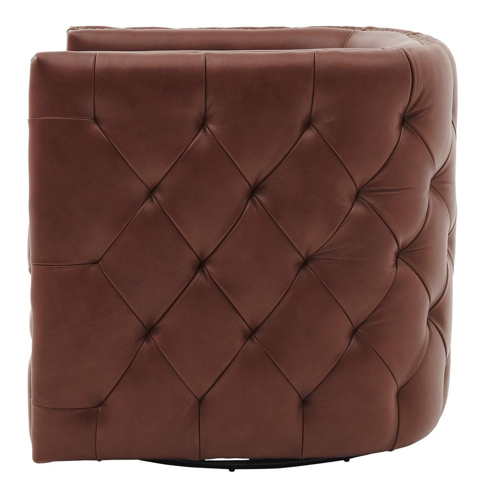 Leslie Top Grain Leather Swivel Tufted Chair