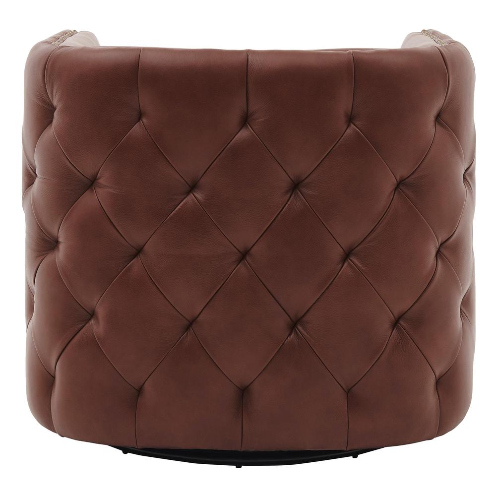 Leslie Top Grain Leather Swivel Tufted Chair