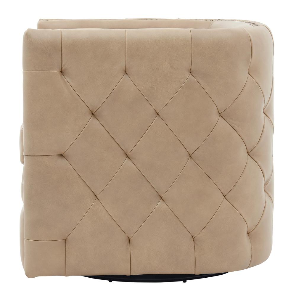 Leslie Top Grain Leather Swivel Tufted Chair