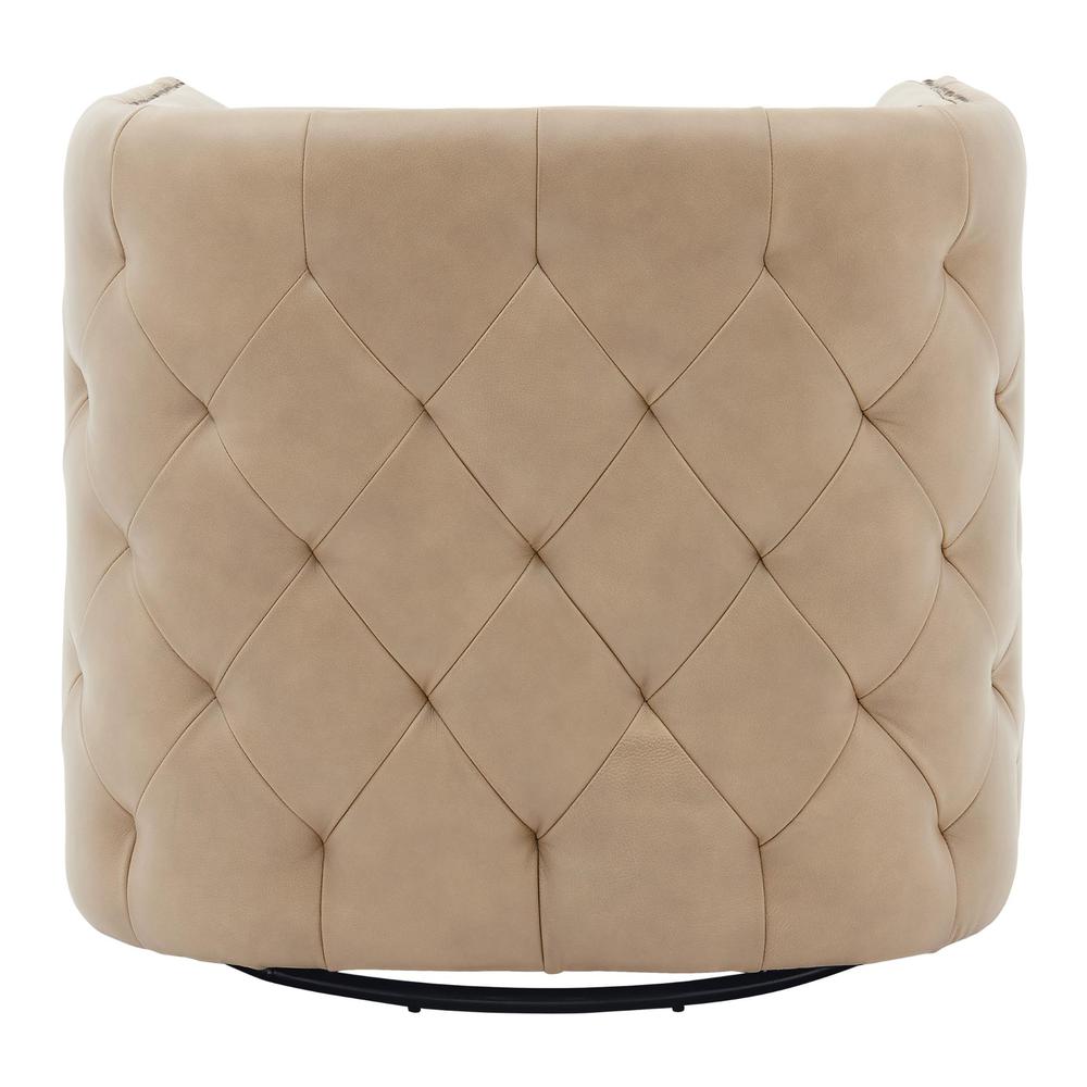 Leslie Top Grain Leather Swivel Tufted Chair