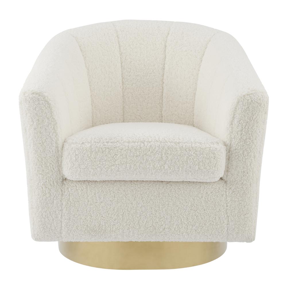Natasha Faux Shearling Fabric w/ Gold Base Swivel Accent Arm Chair
