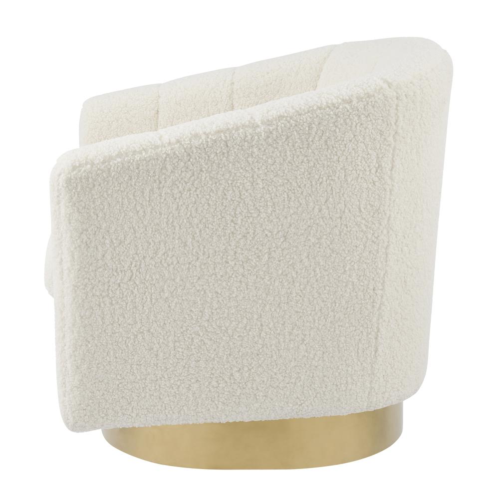 Natasha Faux Shearling Fabric w/ Gold Base Swivel Accent Arm Chair
