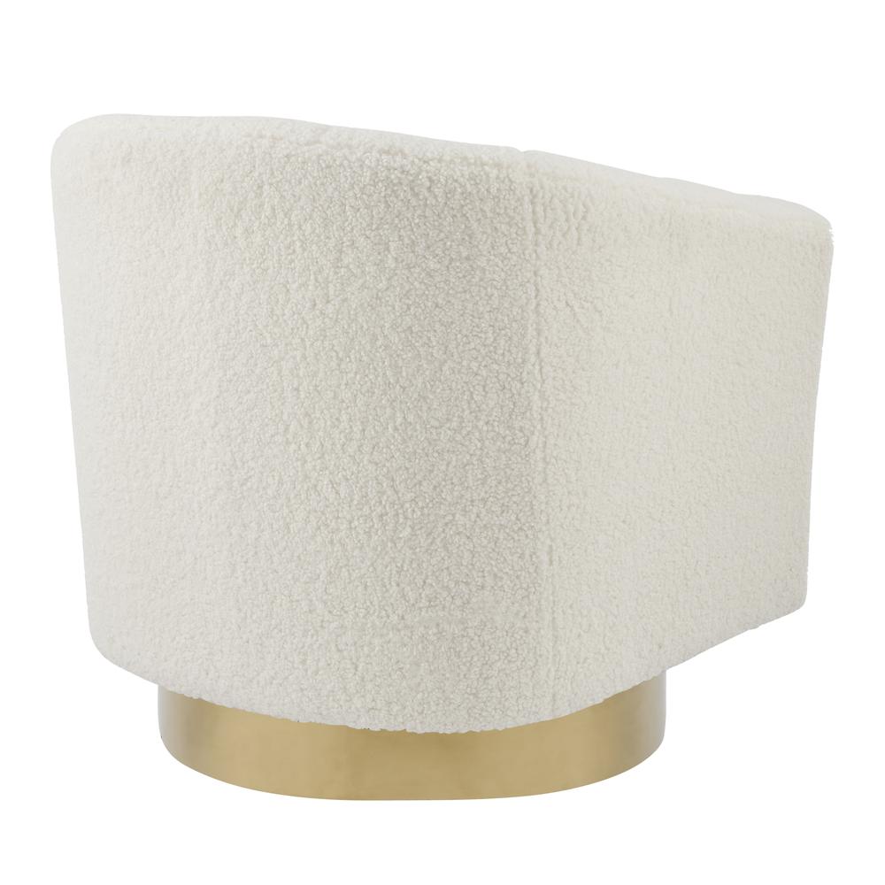 Natasha Faux Shearling Fabric w/ Gold Base Swivel Accent Arm Chair