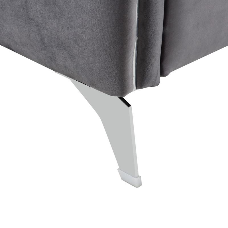 Hathaway Gray Velvet Modern Chic Accent Armchair
