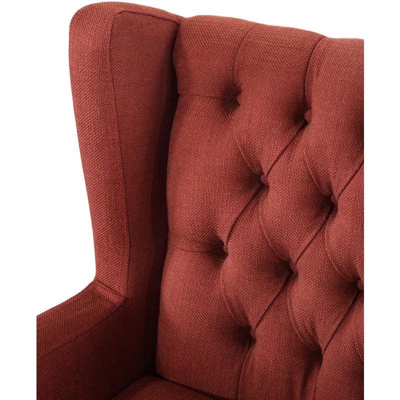 Irwin Red Linen Button Tufted Wingback Chair