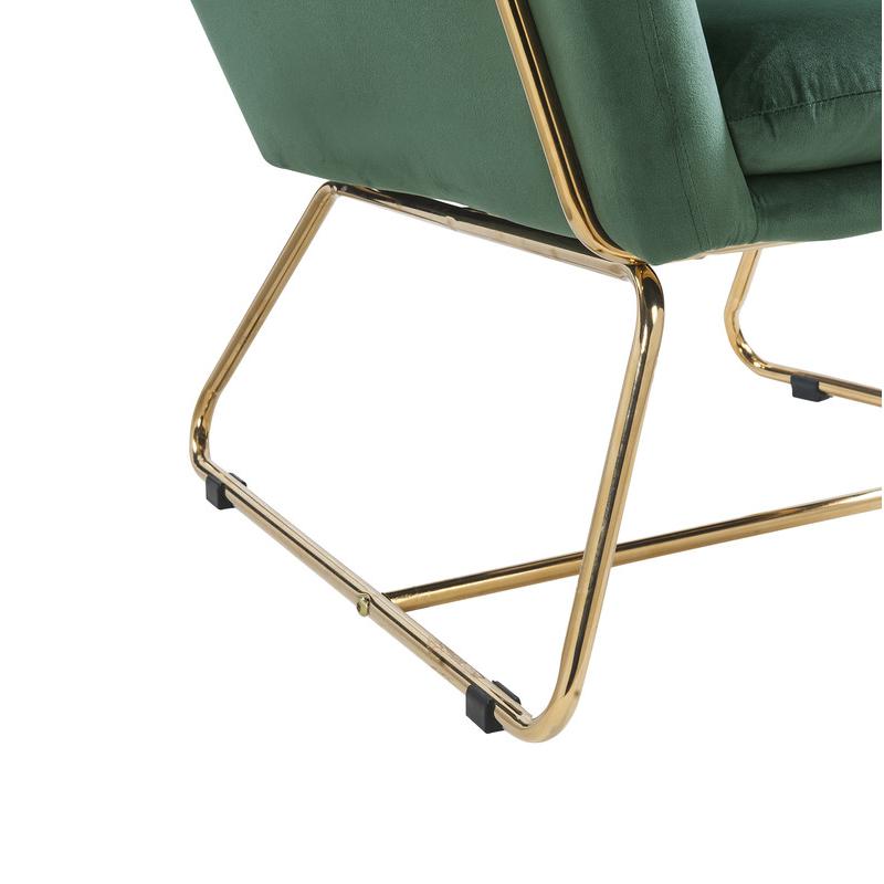 Keira Green Velvet Accent Chair with Metal Base