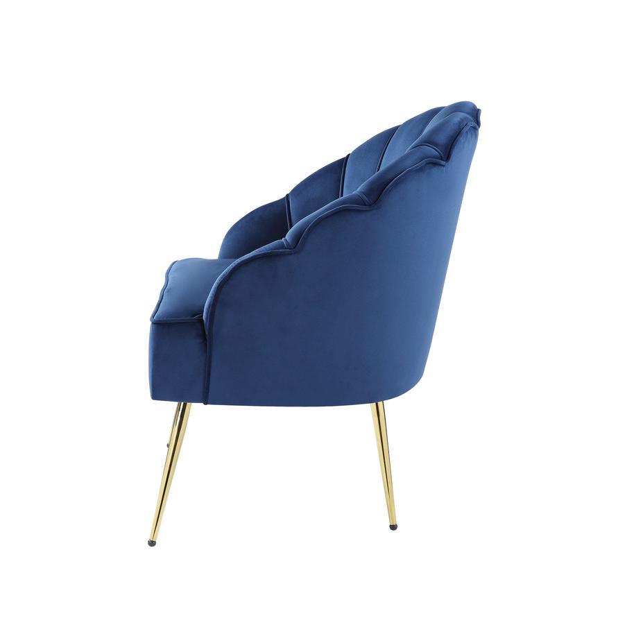 Naomi Blue Velvet Wingback Accent Chair with Metal Legs