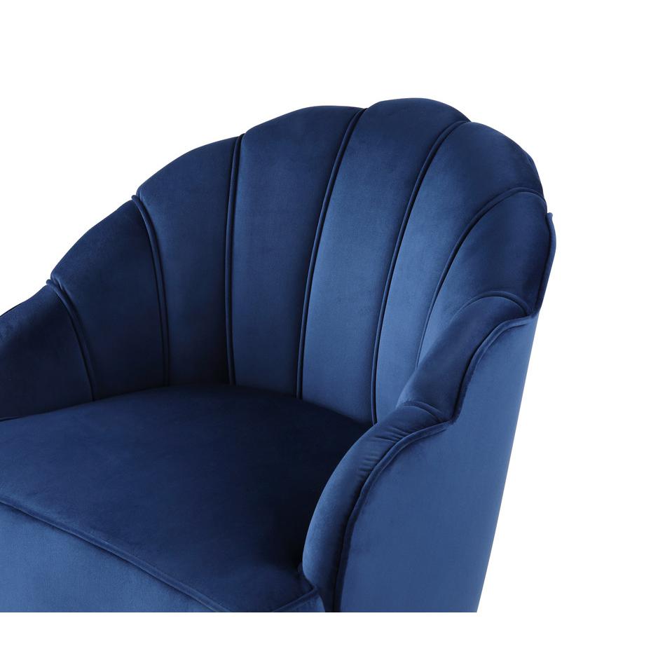 Naomi Blue Velvet Wingback Accent Chair with Metal Legs