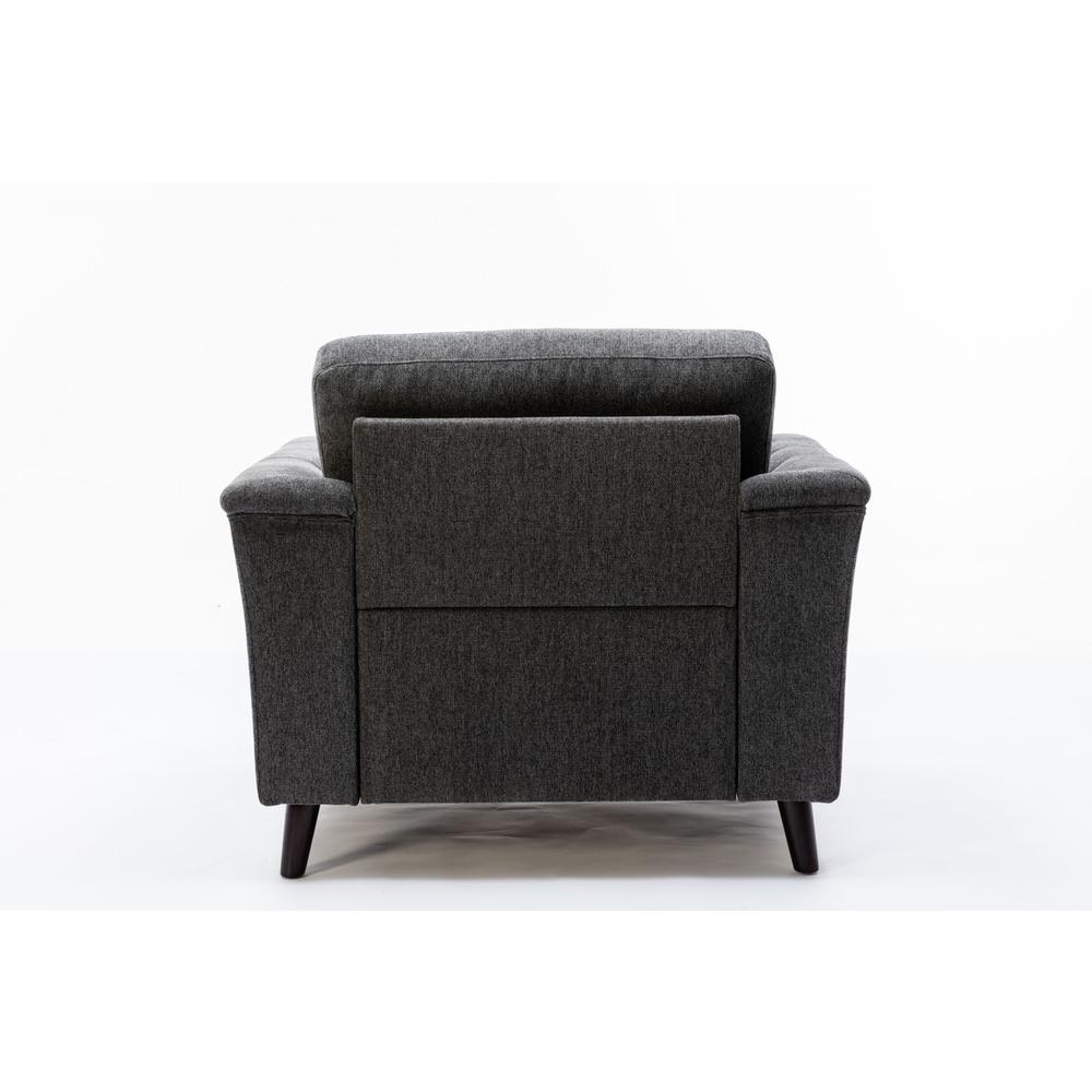Stanton Dark Gray Linen Chair with Tufted Arms