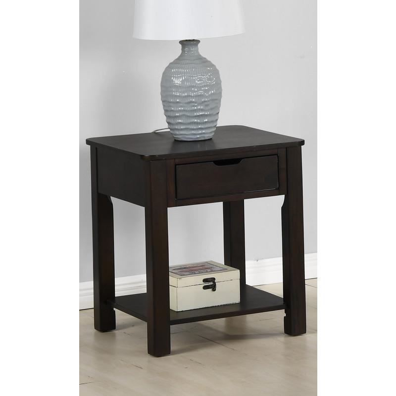 Flora Dark Brown MDF End Table with Drawer