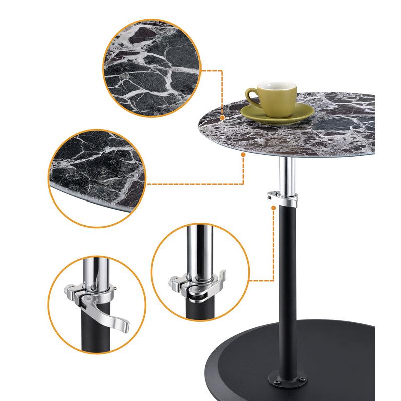 Orbit End Table with Height Adjustable Black Marble Textured Top