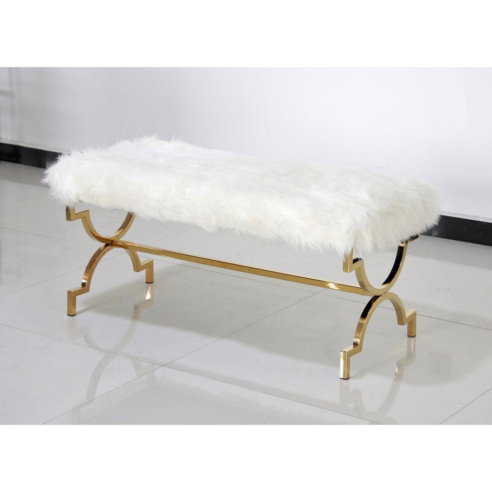 White and Gold Stainless Steel Bench