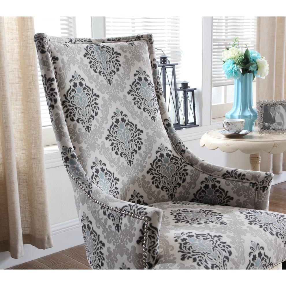 Best Master Adelmo Floral Pattern Fabric Upholstered Accent Chair in Natural