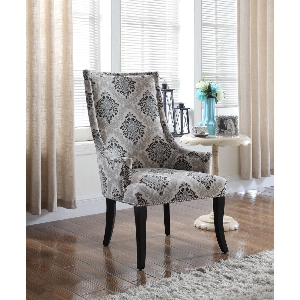 Best Master Adelmo Floral Pattern Fabric Upholstered Accent Chair in Natural