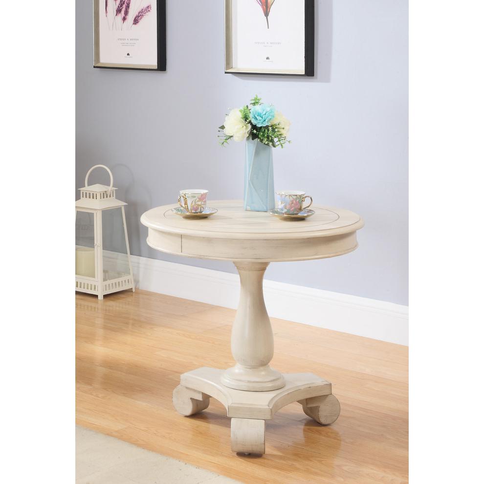 Best Master Furniture Engineered Wood Round End Table in Antique Beige