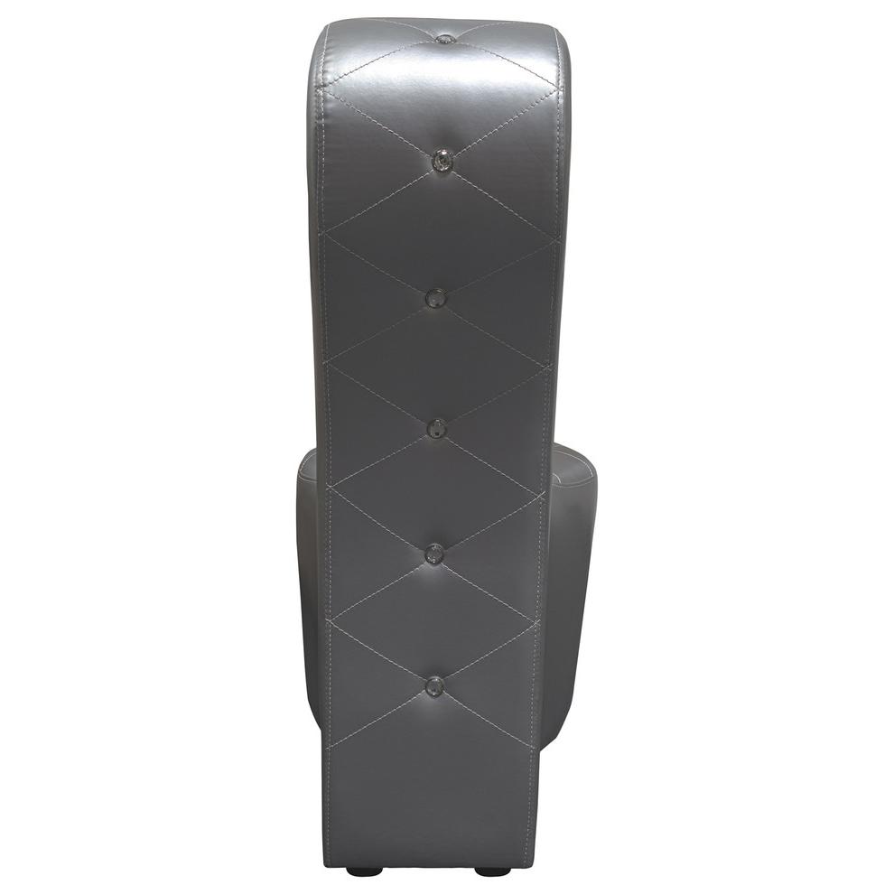 Best Master High Heel Faux Leather Crystal Studs Shoe Chair in Silver