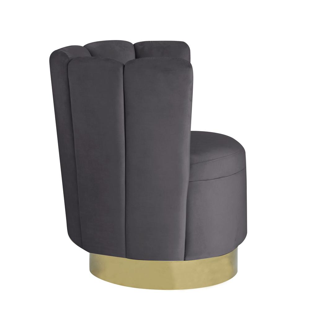 Ellis Velvet Upholstered Swivel Accent Chair in Gray Velvet