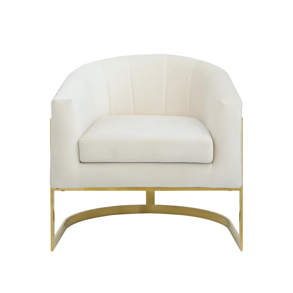 Traxmon Velvet Upholstered Accent Chair in Cream