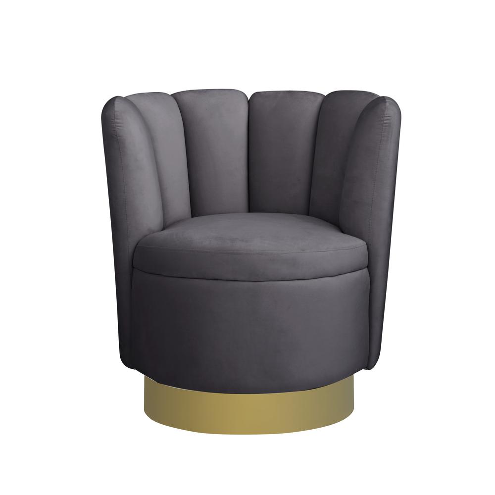 Ellis Velvet Upholstered Swivel Accent Chair in Gray Velvet
