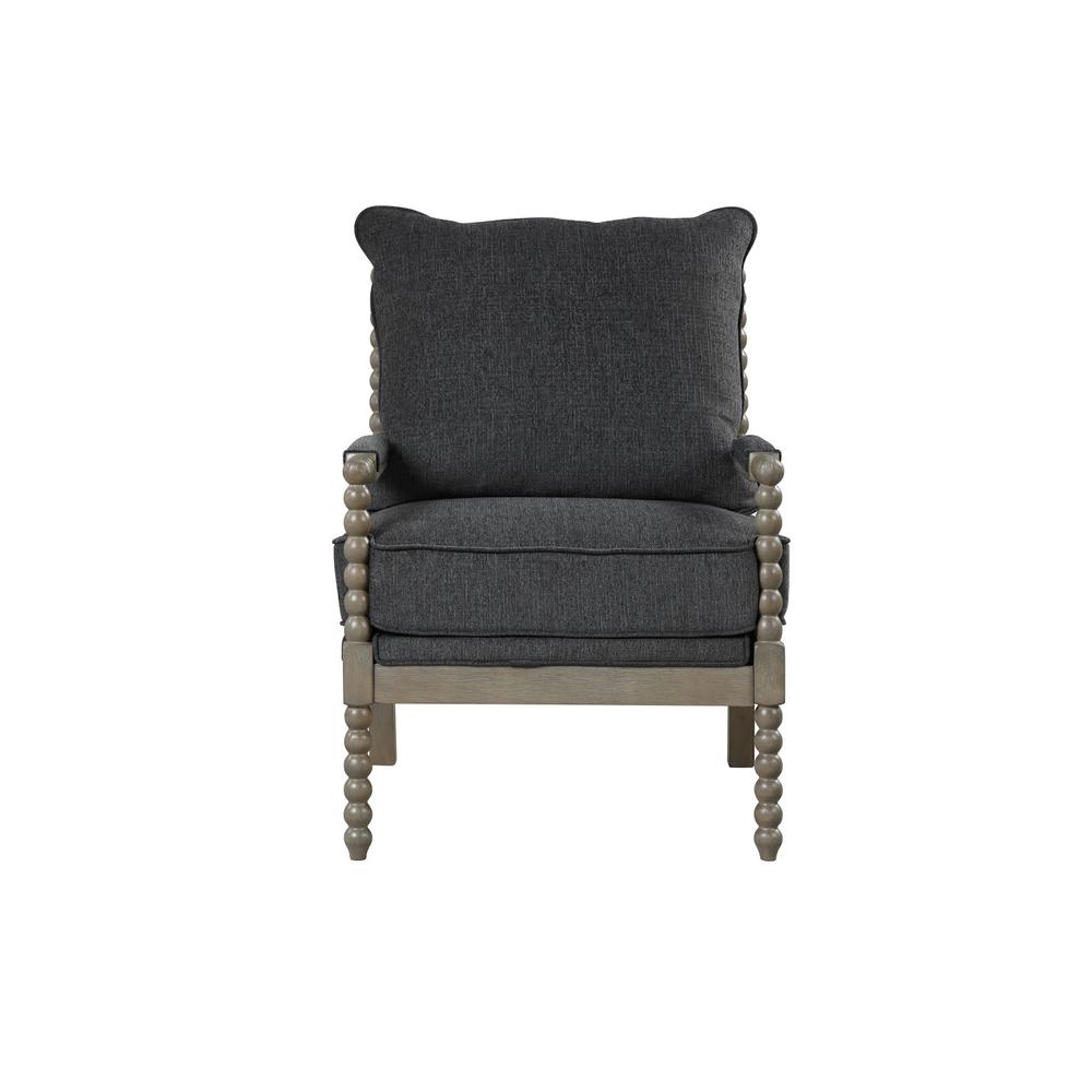 Jewell Fabric Accent Chair Charcoal, Antique Grey Frame