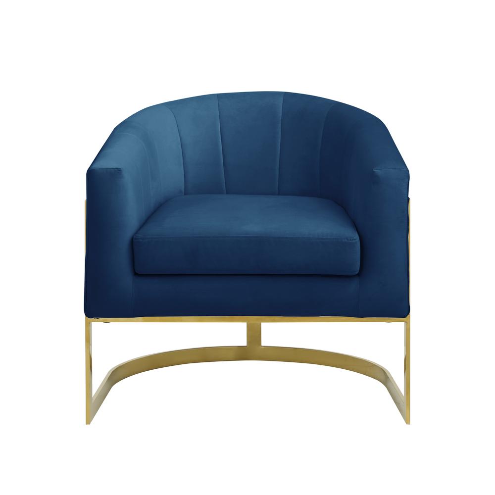 Traxmon Velvet Upholstered Accent Chair in Blue Velvet