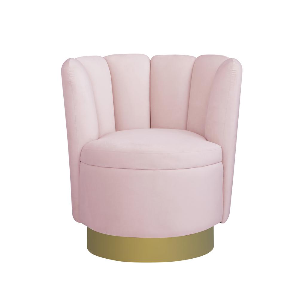 Ellis Velvet Upholstered Swivel Accent Chair in Pink Velvet