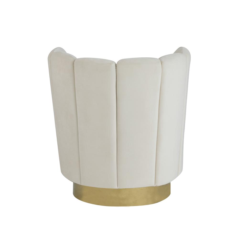 Ellis Velvet Upholstered Swivel Accent Chair in Cream Velvet
