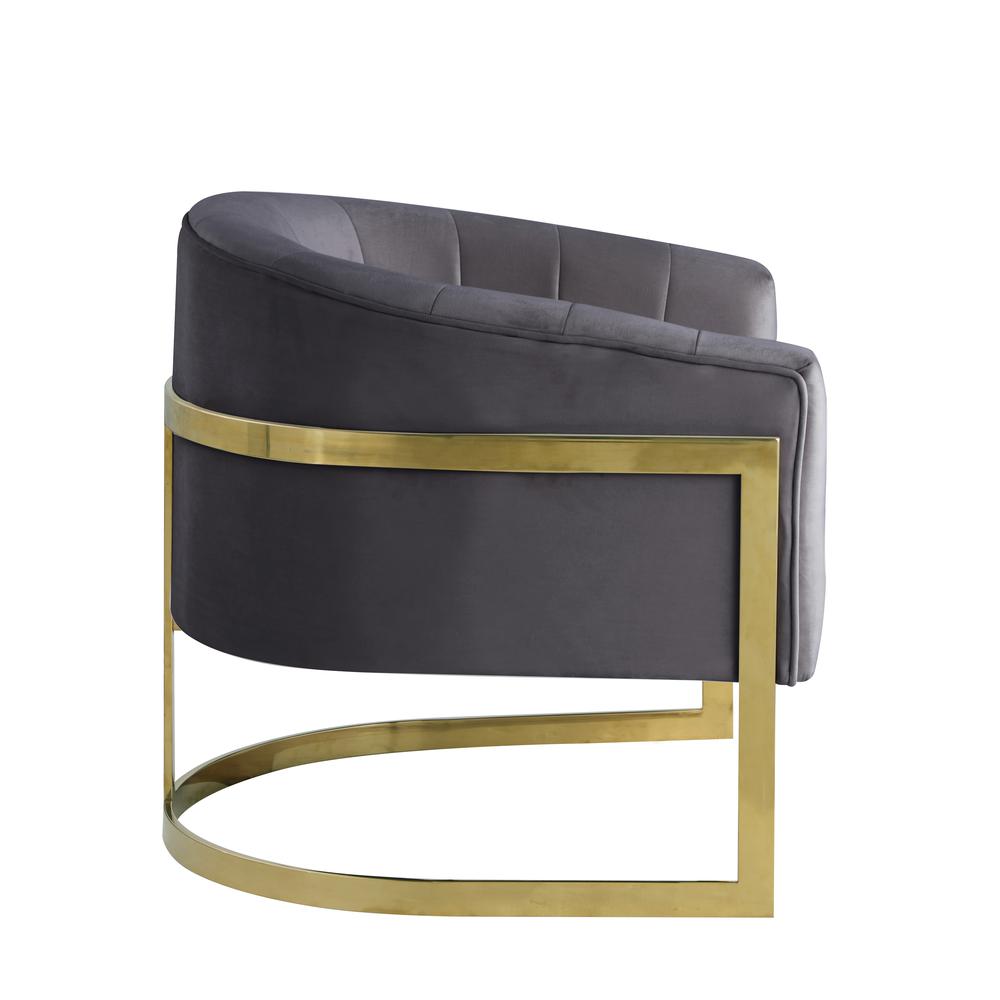 Traxmon Velvet Upholstered Accent Chair in Gray
