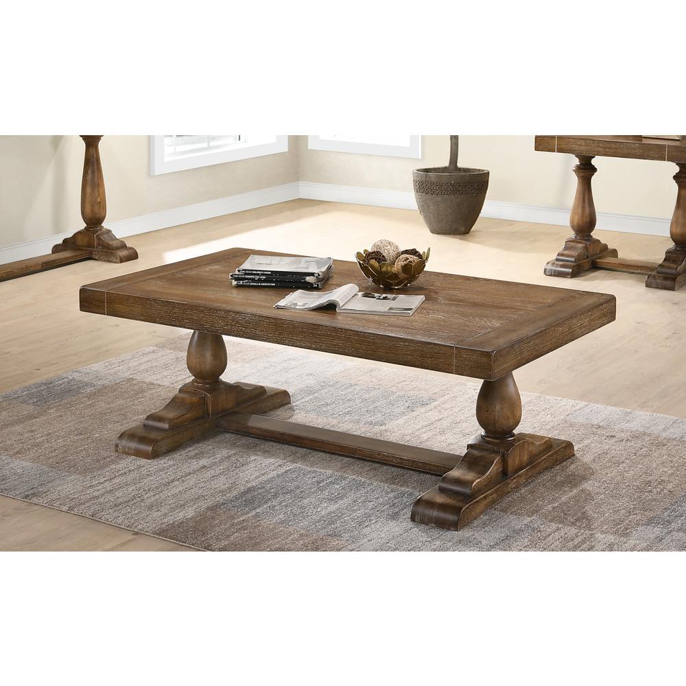 Best Master Furniture Amy 52" Transitional Wood Coffee Table in Driftwood