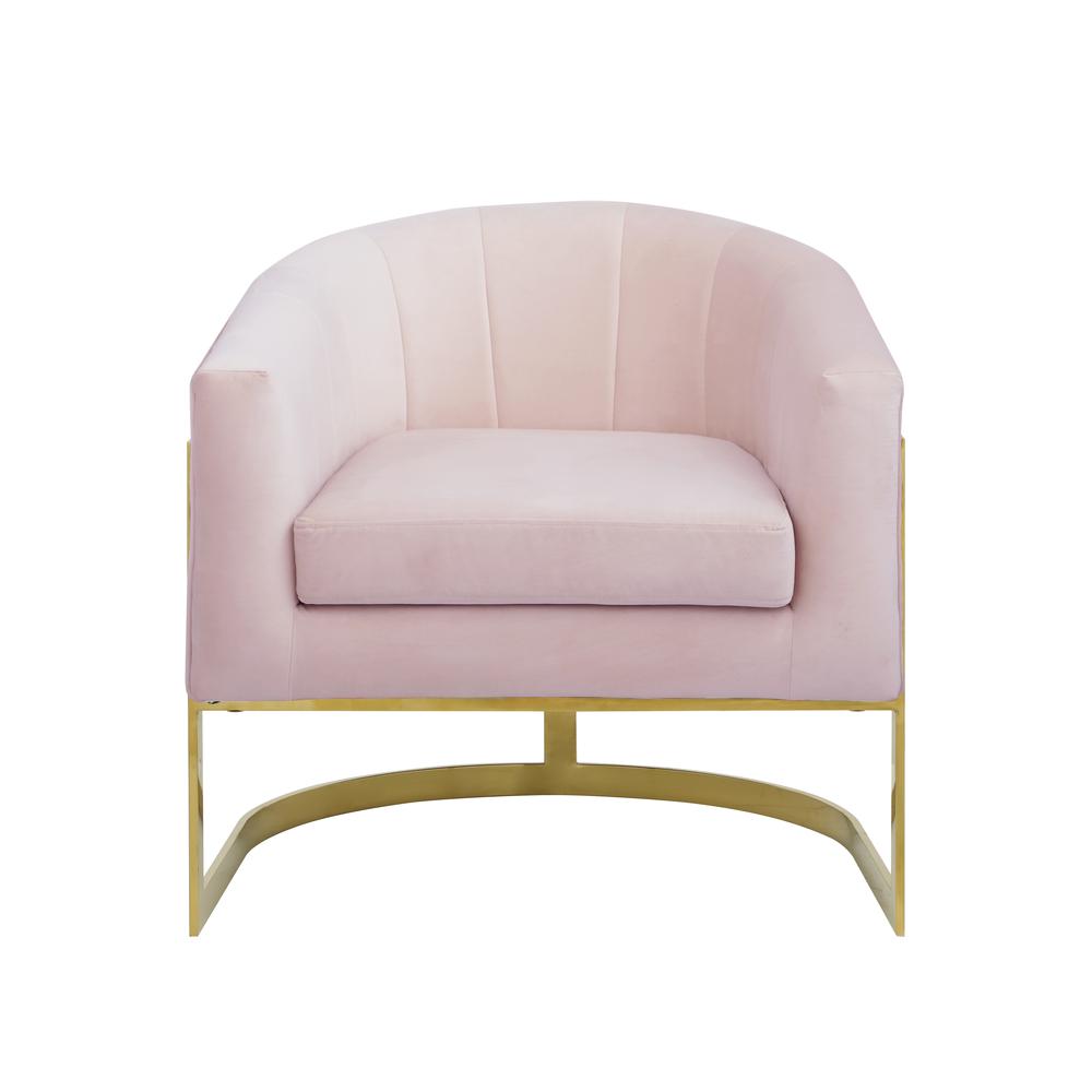 Traxmon Velvet Upholstered Accent Chair in Pink