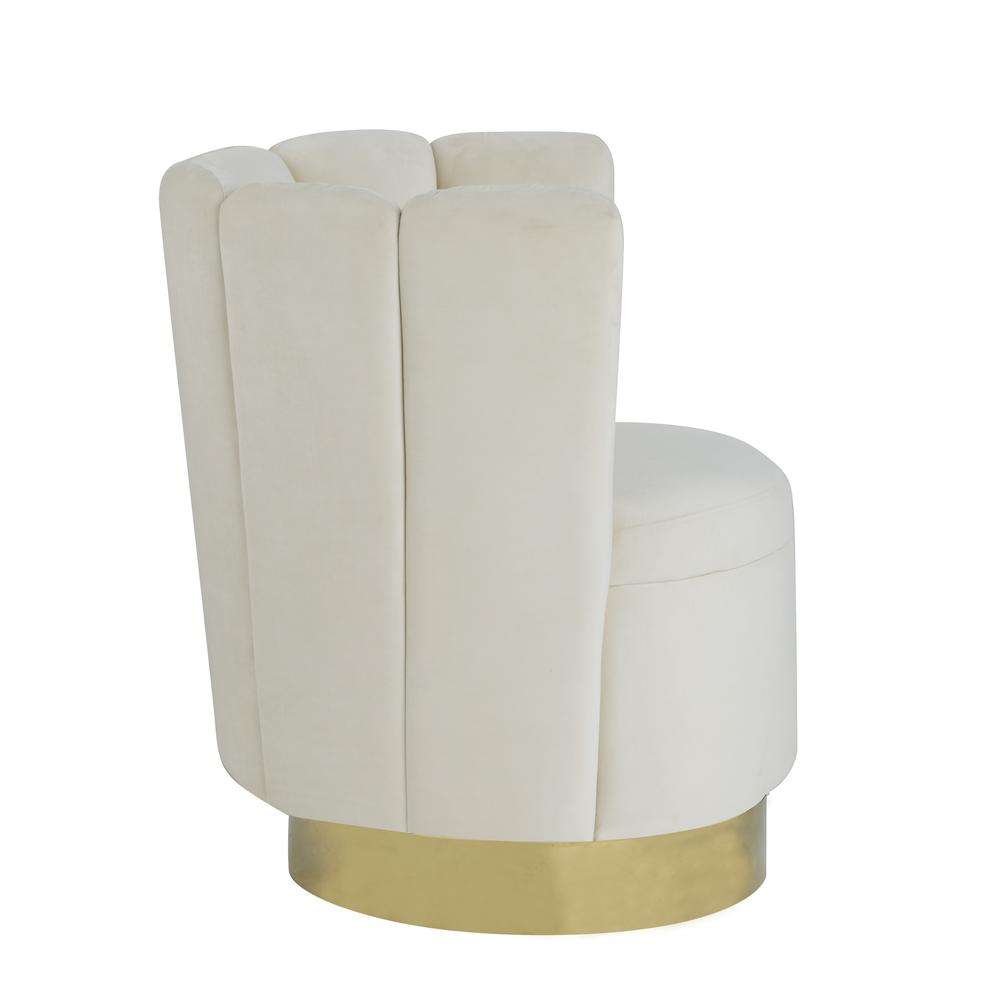 Ellis Velvet Upholstered Swivel Accent Chair in Cream Velvet