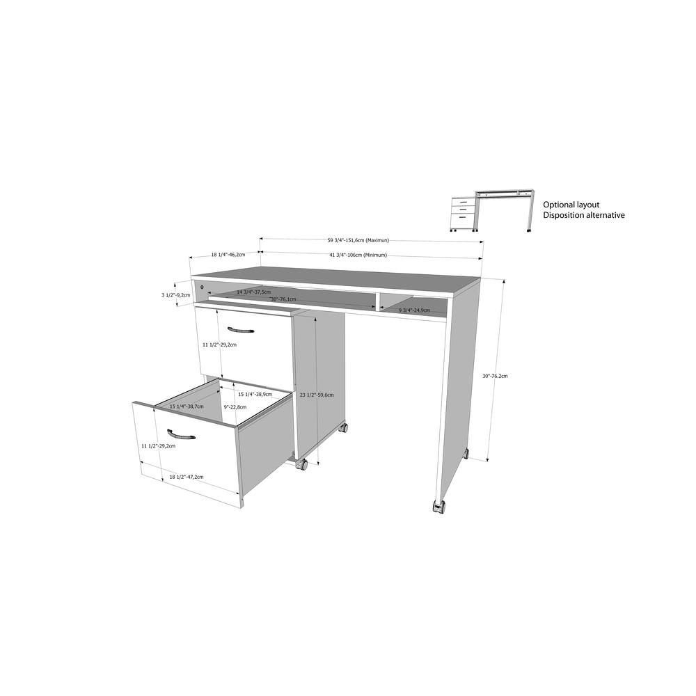 Reversible Desk Panel For Home Office, White