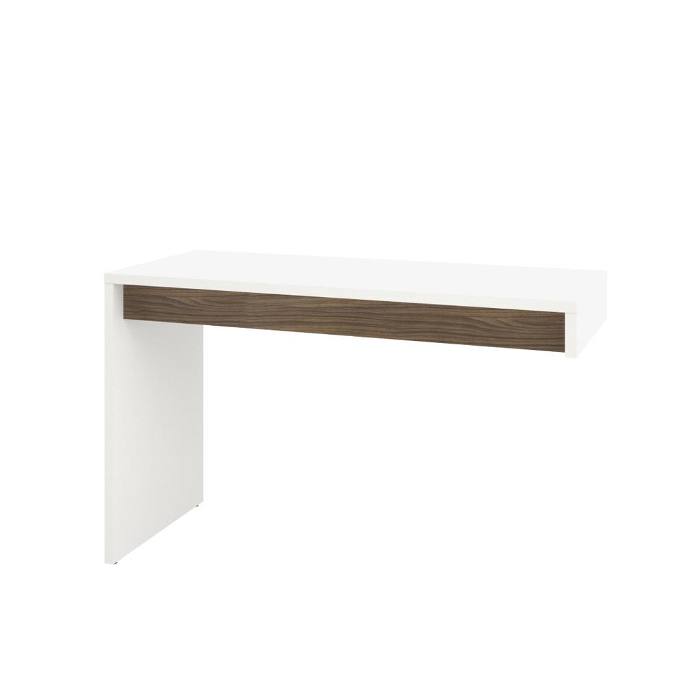 2-Piece Home Office With Desk & 3-Drawer Filling Cabinet, White & Walnut