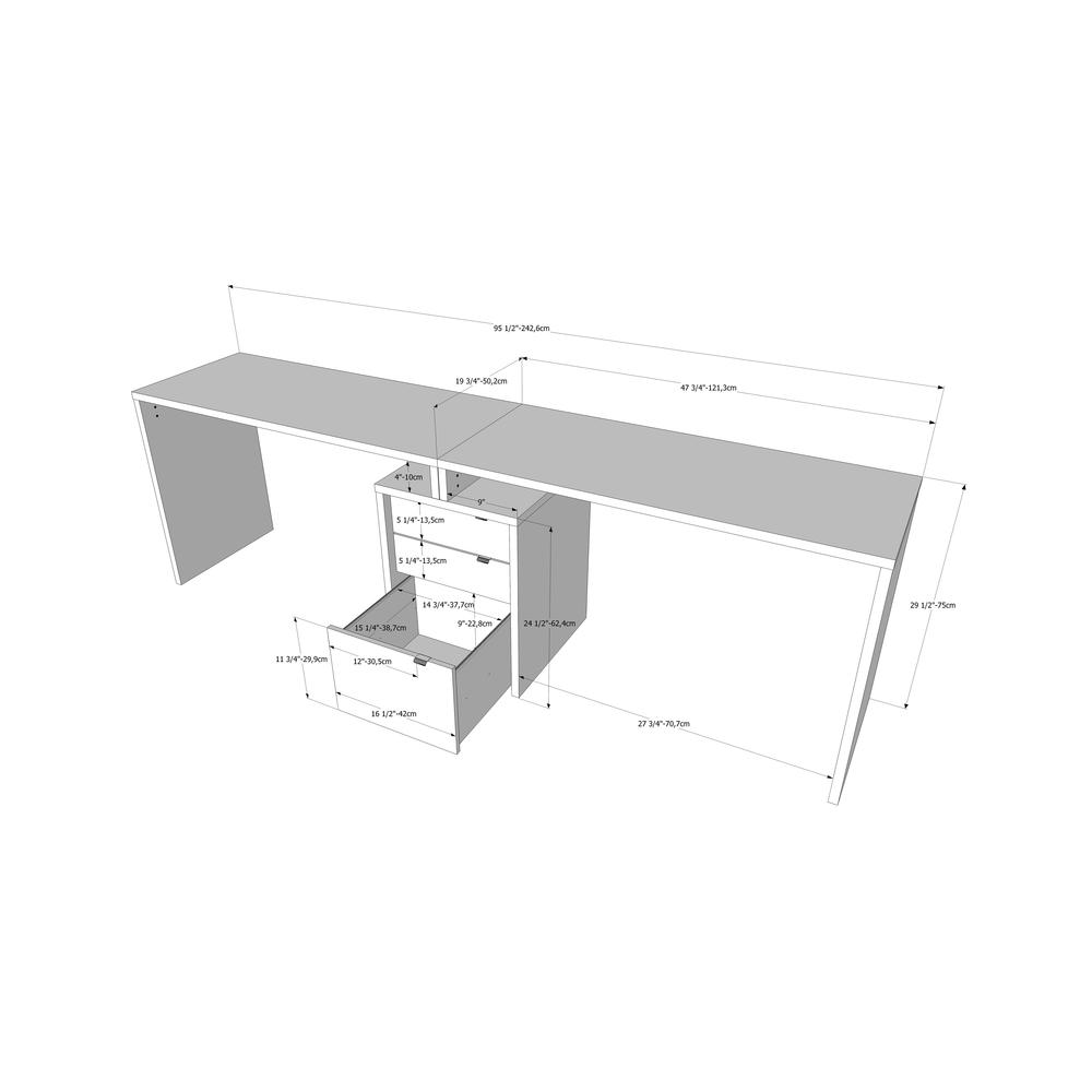 3-Piece Home Office With Multi-Purpose Storage & Desks, White & Walnut