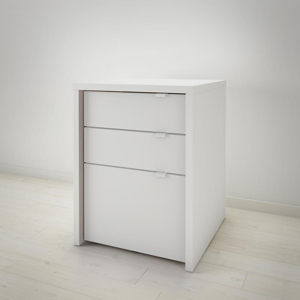 3-Piece Home Office With Multi-Purpose Storage & Desks, White & Bark Grey