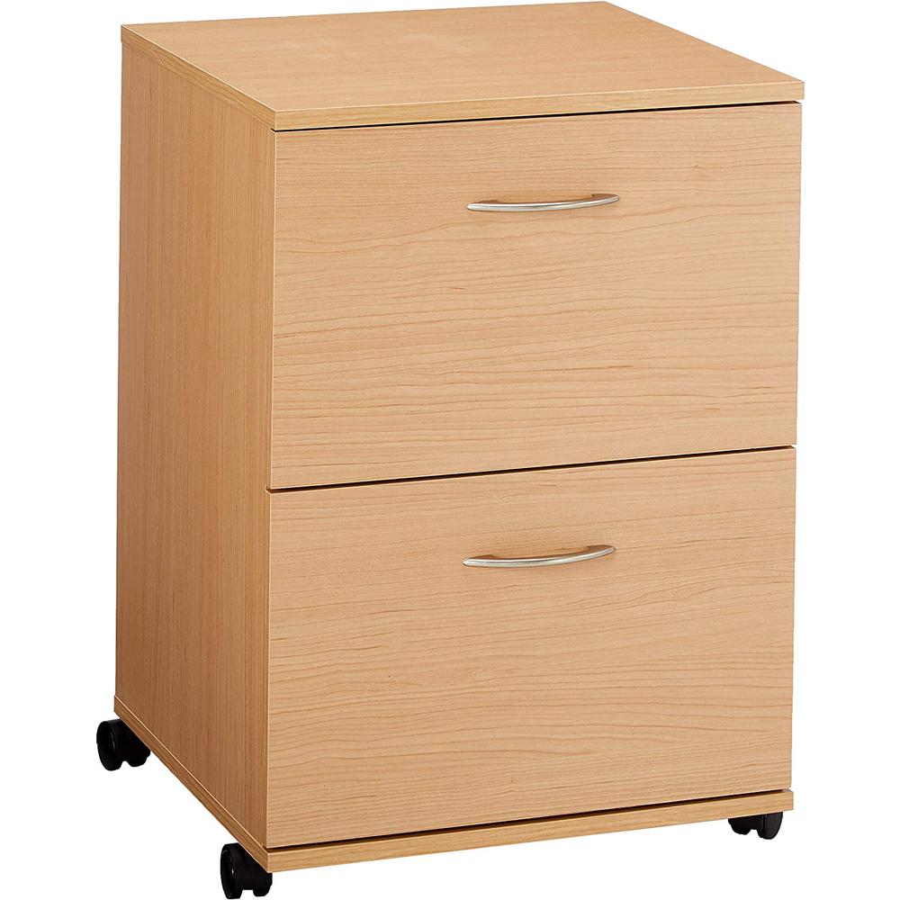 2-Drawer Essentials Rolling Filing Cabinet, Natural Maple