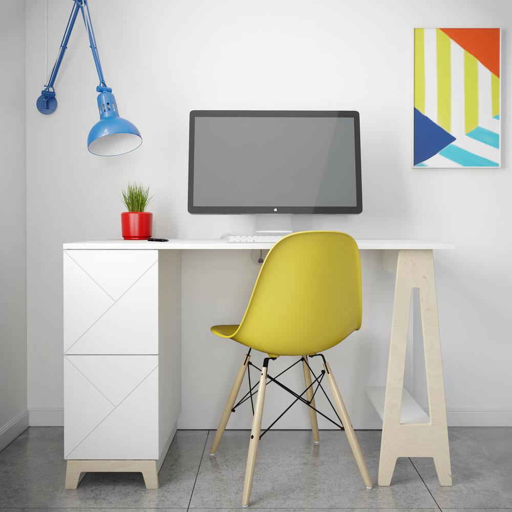 2-Drawer Home Office Desk, White