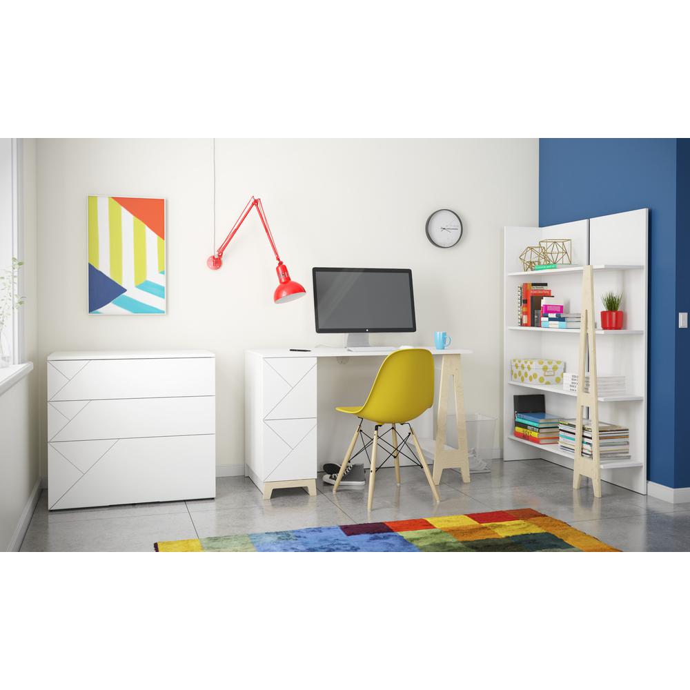 4 Tier Ladder Bookshelf, White
