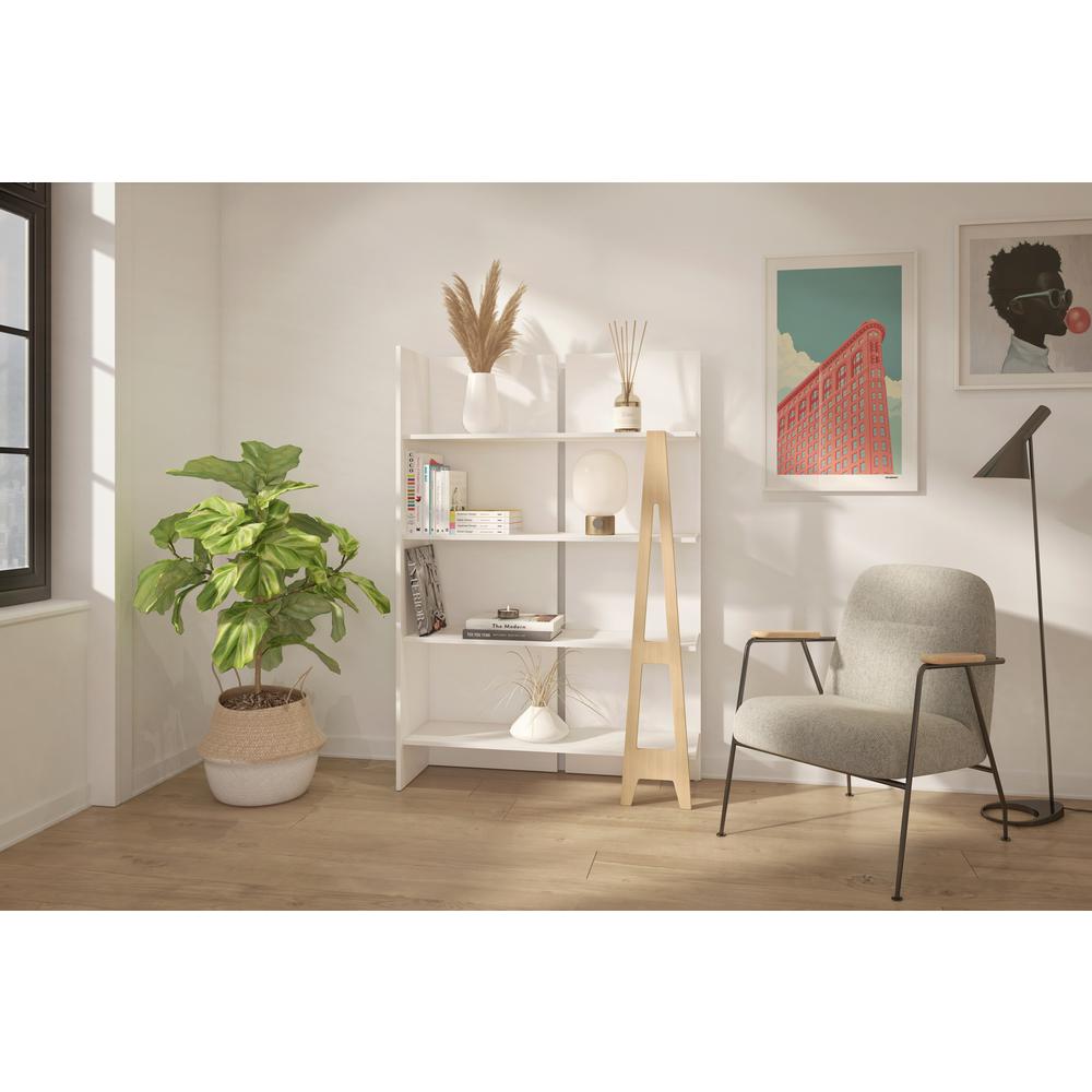 4 Tier Ladder Bookshelf, White